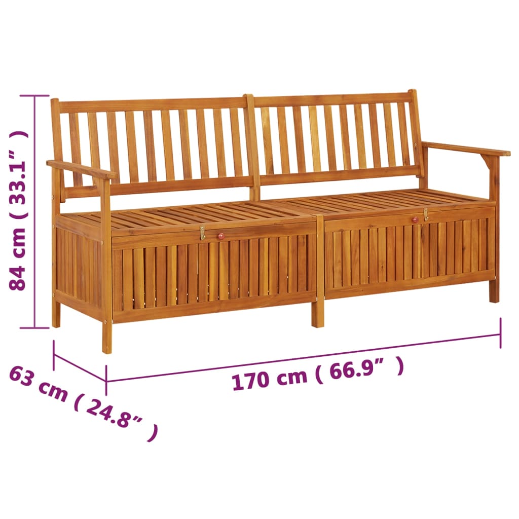 vidaXL Outdoor Storage Bench Deck Box for Patio Furniture Solid Wood Acacia-29