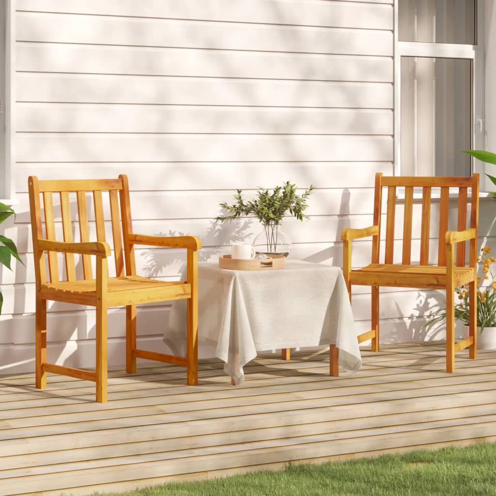 vidaXL Patio Chair Outdoor Slatted Armchair Garden Seat Solid Wood Acacia-4