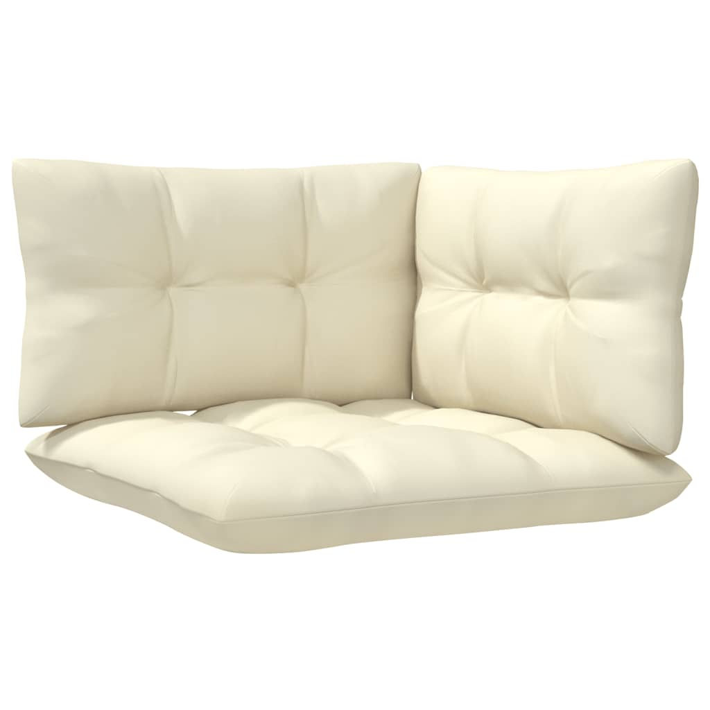 vidaXL 3 Piece Patio Lounge Set with Cream Cushions Solid Pinewood-3