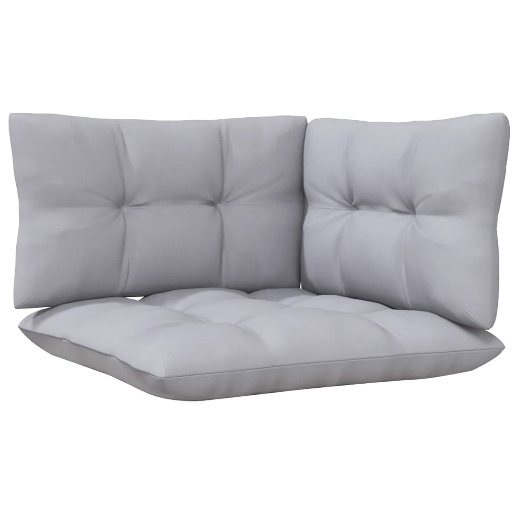 vidaXL 3 Piece Patio Lounge Set with Gray Cushions Solid Pinewood-5