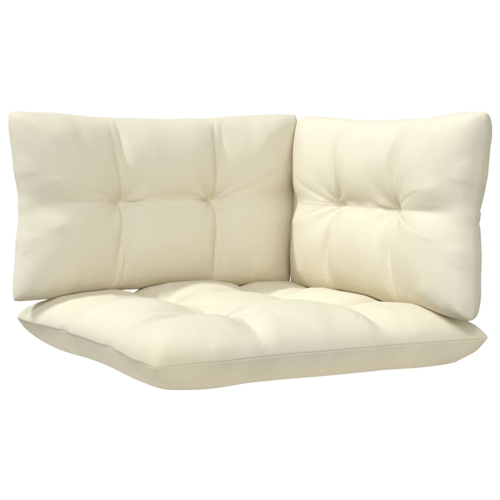 vidaXL 3 Piece Patio Lounge Set with Cream Cushions Solid Pinewood-4