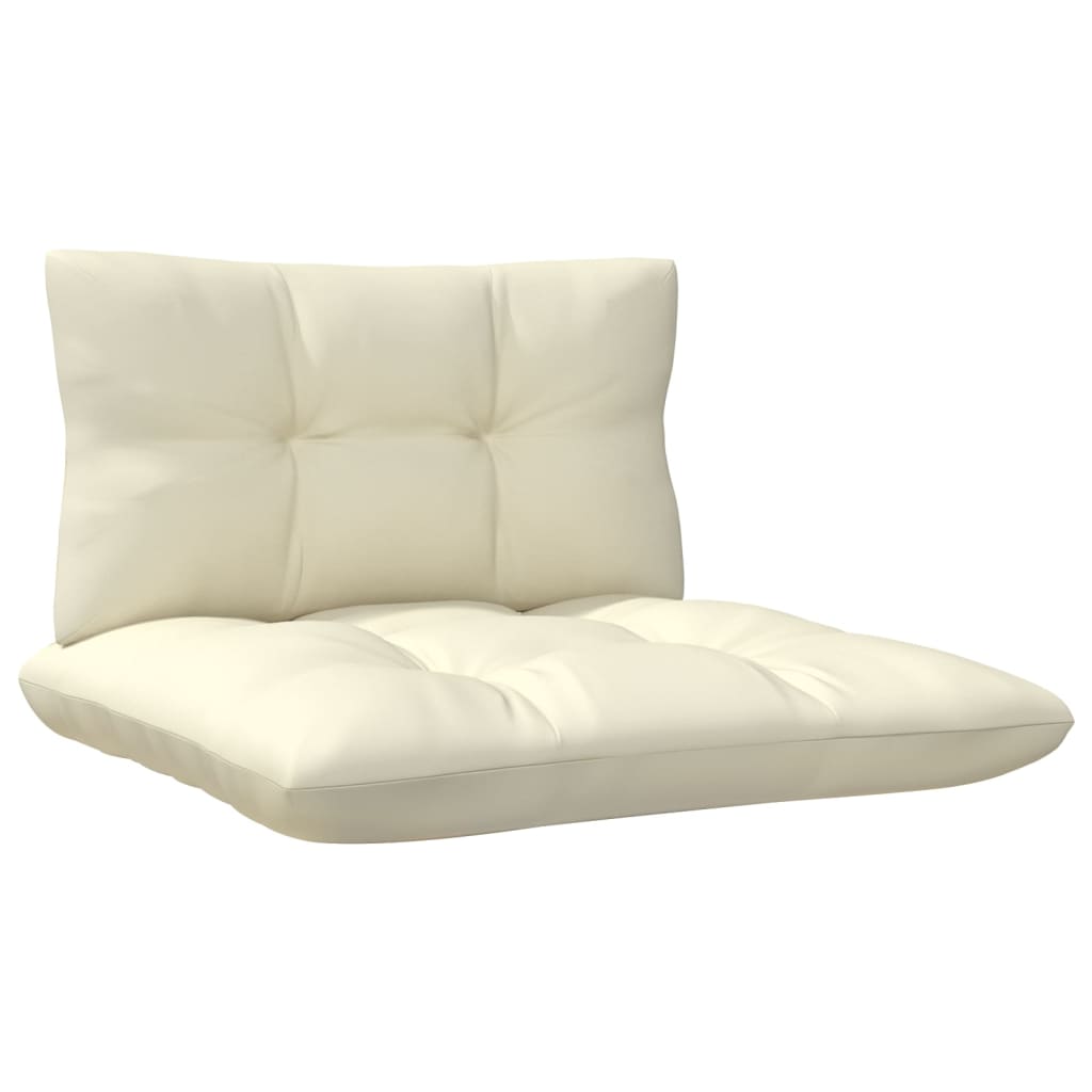 vidaXL 3 Piece Patio Lounge Set with Cream Cushions Solid Pinewood-5