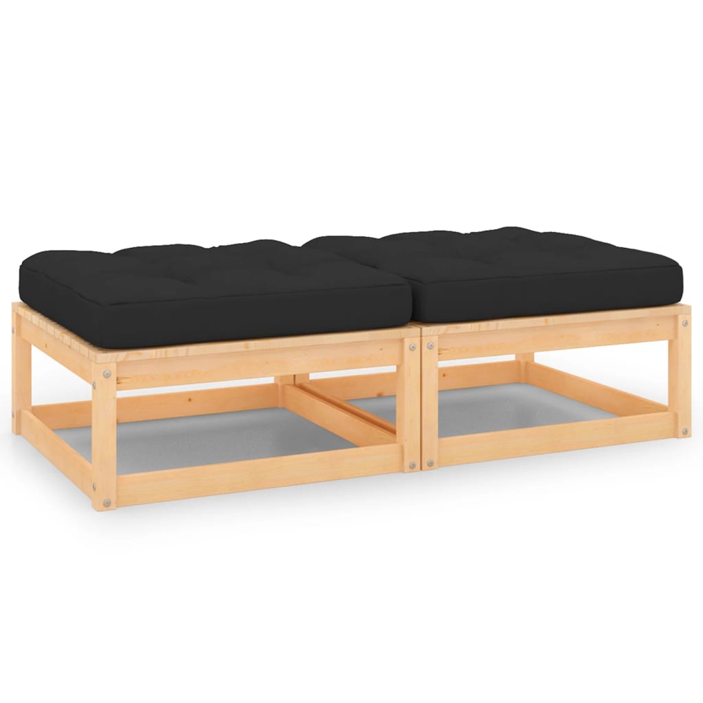 vidaXL Patio Furniture 2 pcs Outdoor Patio Ottoman for Garden with Cushions-0