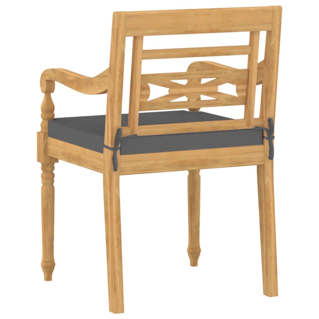 vidaXL Batavia Chairs Patio Garden Lounge Chair with Cushions Solid Wood Teak-36