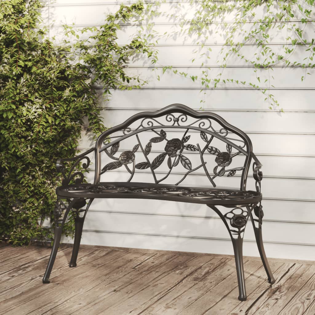 vidaXL Outdoor Patio Bench Garden Bench Furniture with Armrests Cast Aluminum-10
