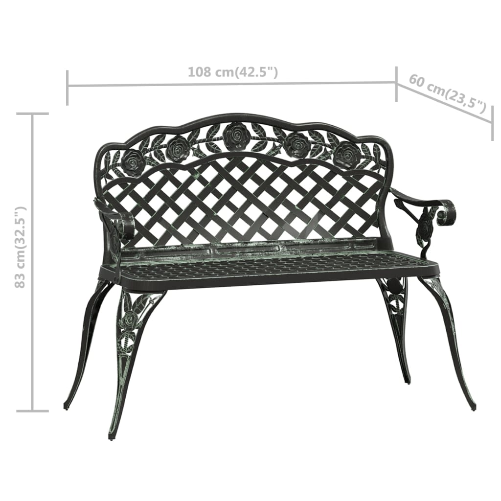 vidaXL Outdoor Patio Bench Outdoor Bench Chair for Backyard Cast Aluminum-6