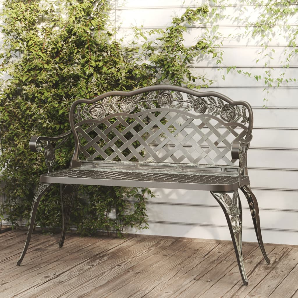 vidaXL Outdoor Patio Bench Outdoor Bench Chair for Backyard Cast Aluminum-13