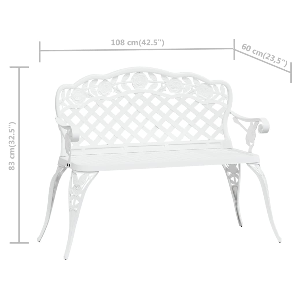 vidaXL Outdoor Patio Bench Outdoor Bench Chair for Backyard Cast Aluminum-5