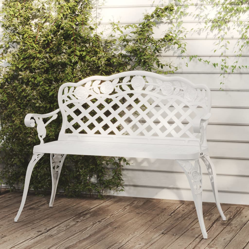 vidaXL Outdoor Patio Bench Outdoor Bench Chair for Backyard Cast Aluminum-9