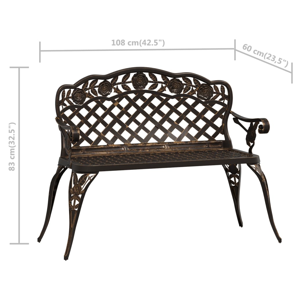 vidaXL Outdoor Patio Bench Outdoor Bench Chair for Backyard Cast Aluminum-3