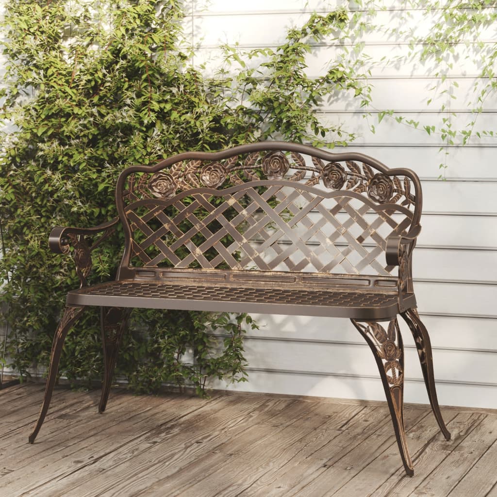 vidaXL Outdoor Patio Bench Outdoor Bench Chair for Backyard Cast Aluminum-4