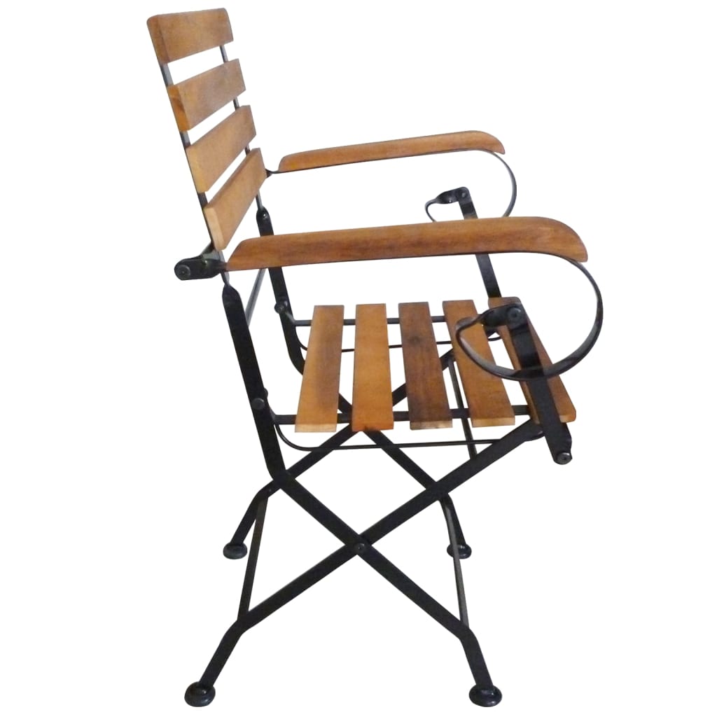 vidaXL Patio Folding Chairs 4 Pcs Bistro Chair Steel and Solid Wood Acacia-6