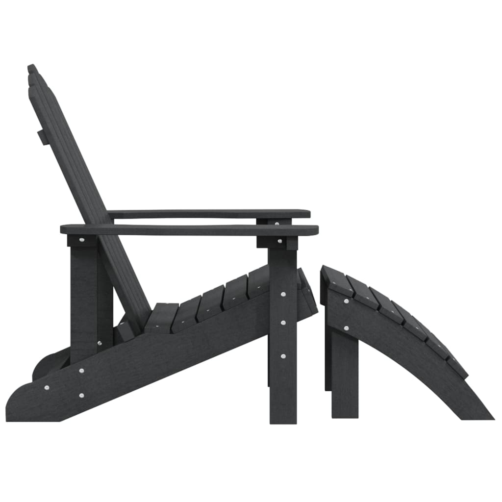 vidaXL Patio Adirondack Chair with Footstool HDPE Anthracite-27