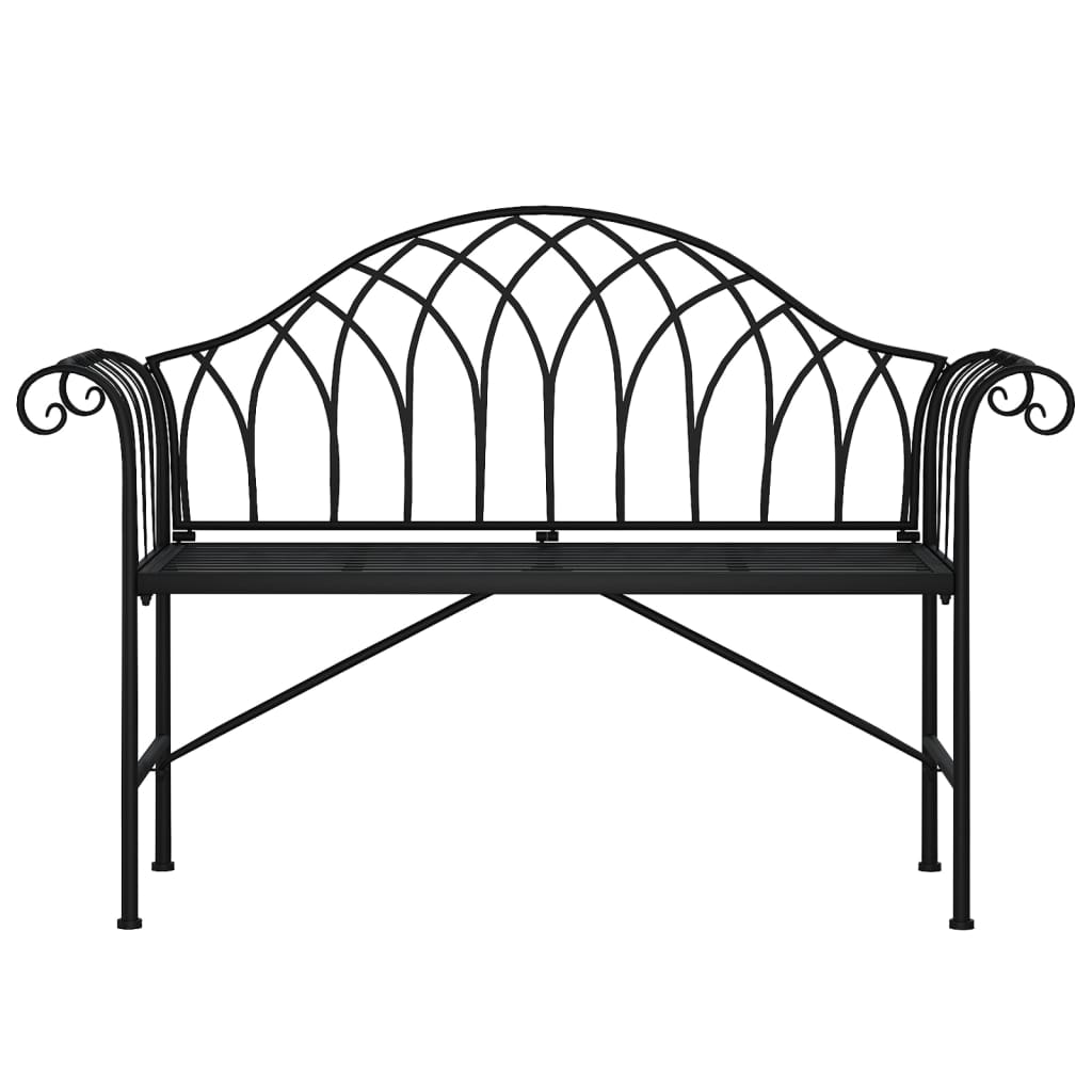 vidaXL 2-Seater Patio Bench 50.4" Black Steel-2