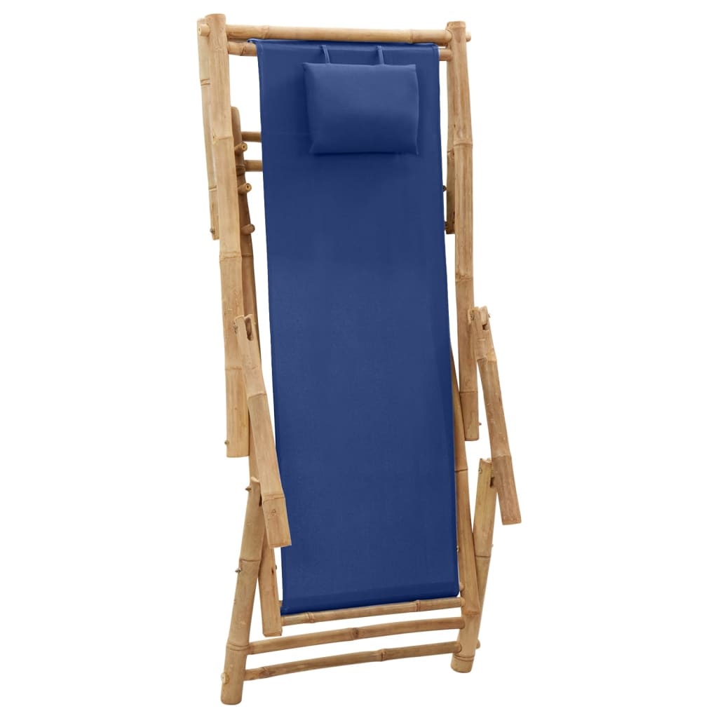 vidaXL Patio Deck Chair Sling Chair for Balcony Deck Porch Bamboo and Canvas-22