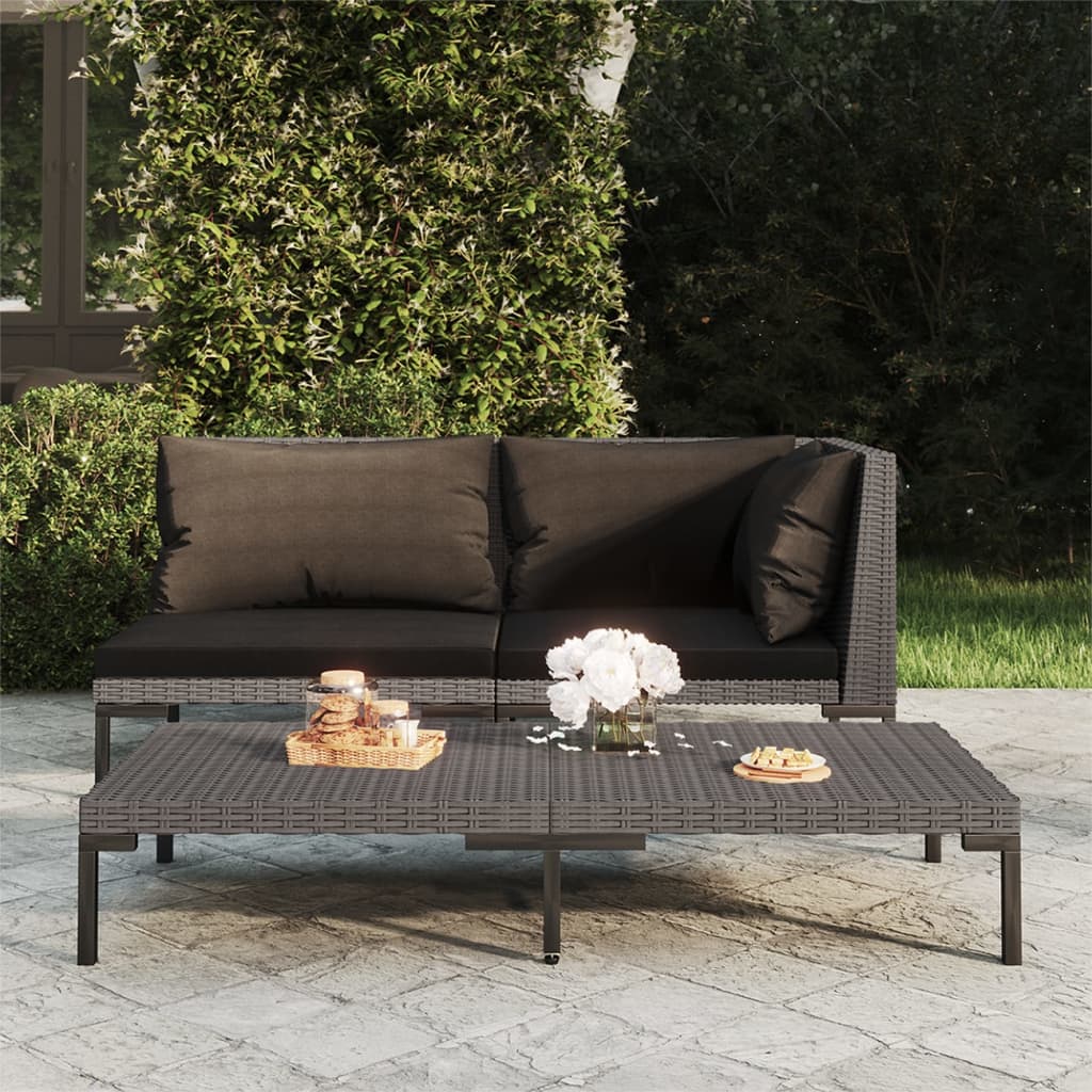 vidaXL Patio Sofa with Cushions Half Round Poly Rattan-1