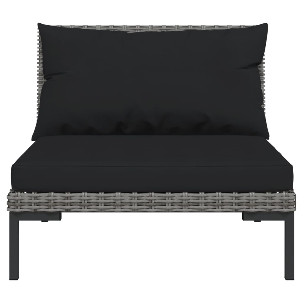 vidaXL 3 Piece Patio Lounge Set Dark Gray Half Round Poly Rattan-7