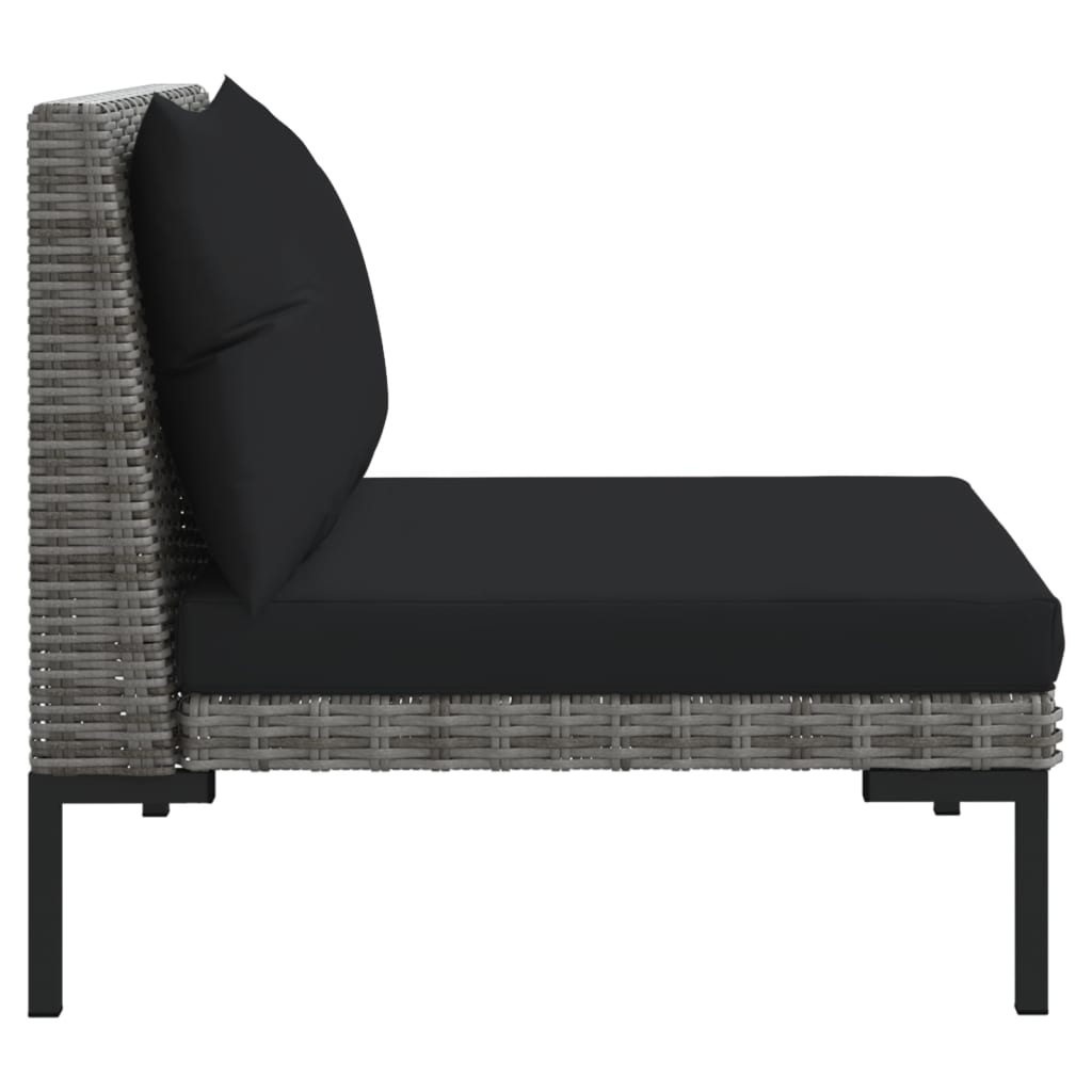 vidaXL 3 Piece Patio Lounge Set Dark Gray Half Round Poly Rattan-8