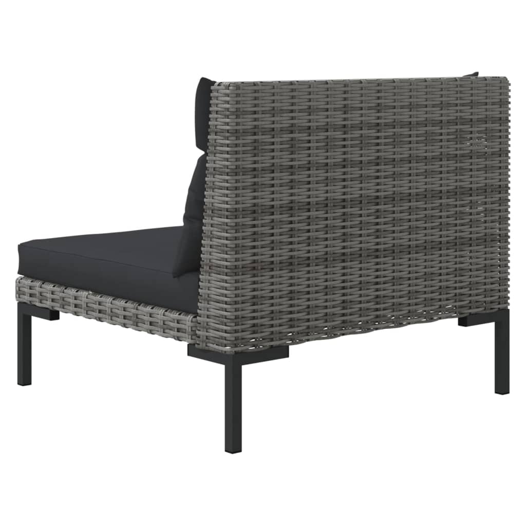vidaXL 3 Piece Patio Lounge Set Dark Gray Half Round Poly Rattan-9