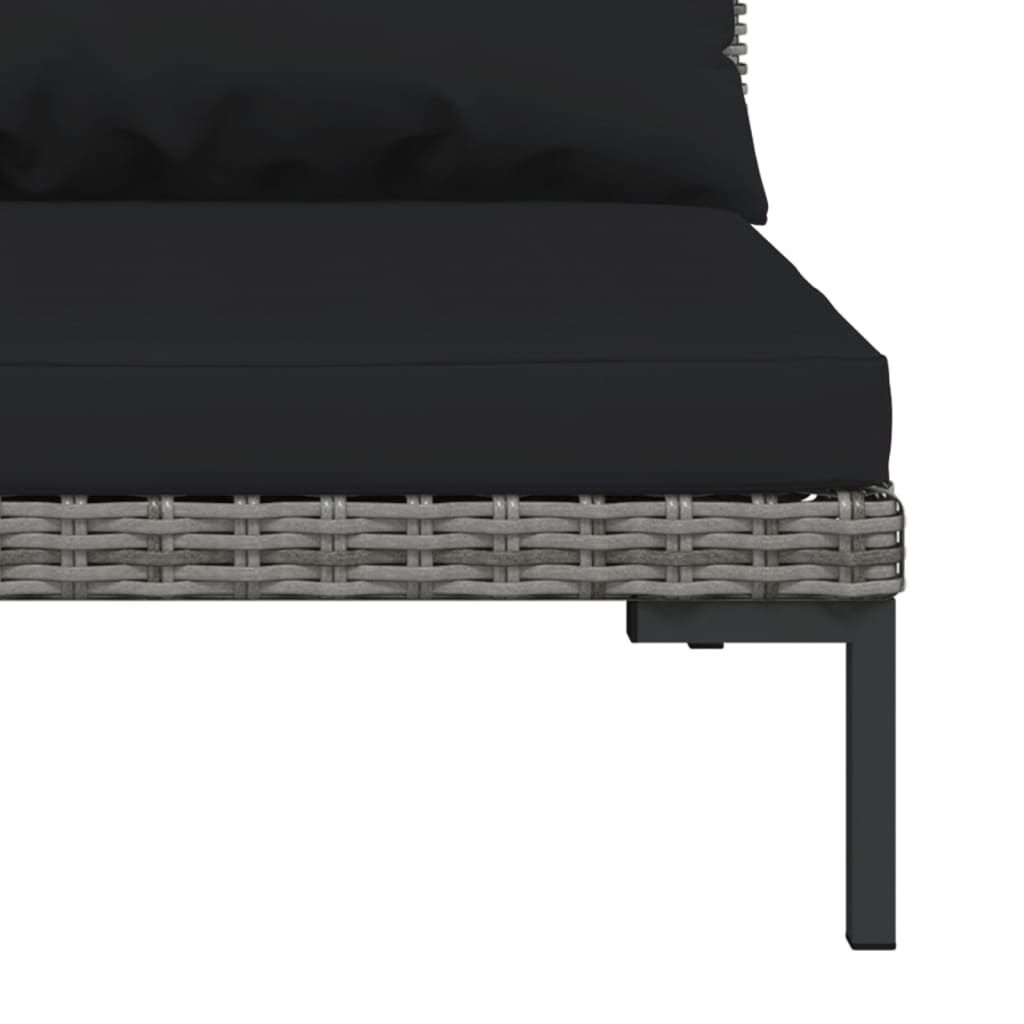 vidaXL 3 Piece Patio Lounge Set Dark Gray Half Round Poly Rattan-10