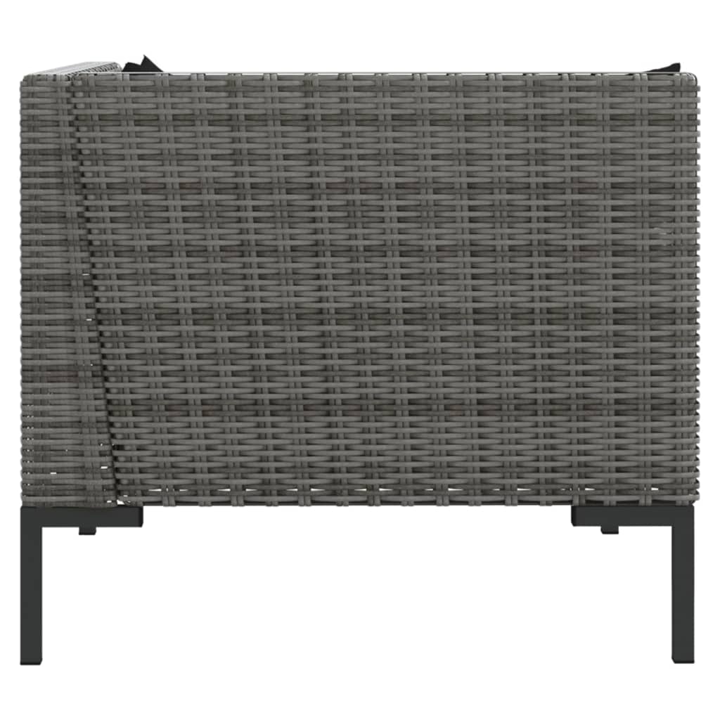 vidaXL 3 Piece Patio Lounge Set Dark Gray Half Round Poly Rattan-6