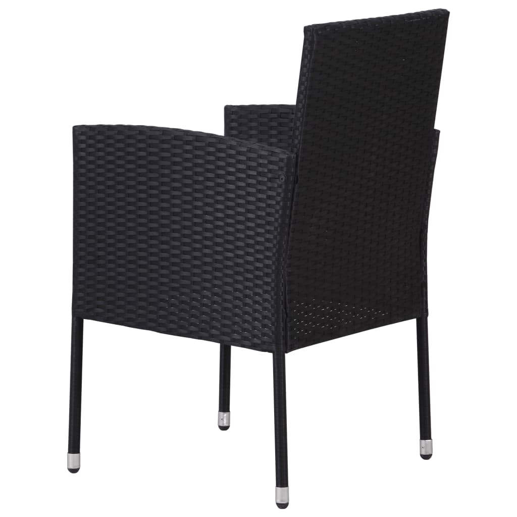 vidaXL Patio Chairs with Cream White Cushions 2 pcs Black Poly Rattan-4