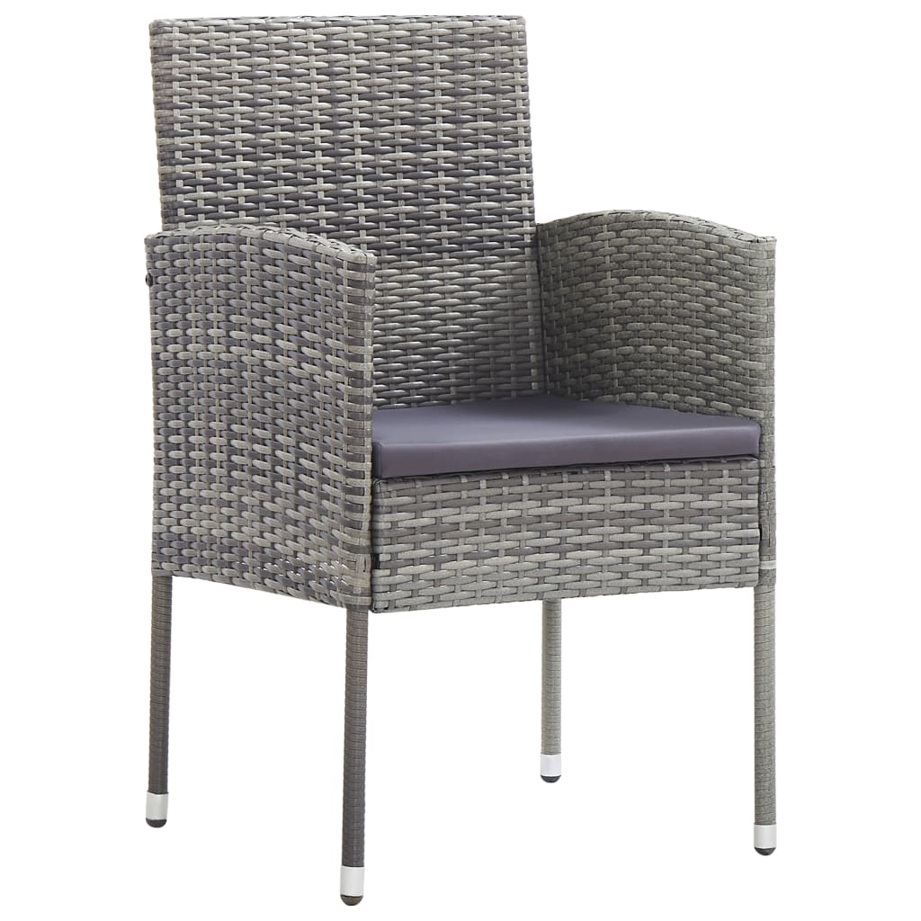 vidaXL Patio Chairs with Dark Gray Cushions 4 pcs Gray Poly Rattan-1