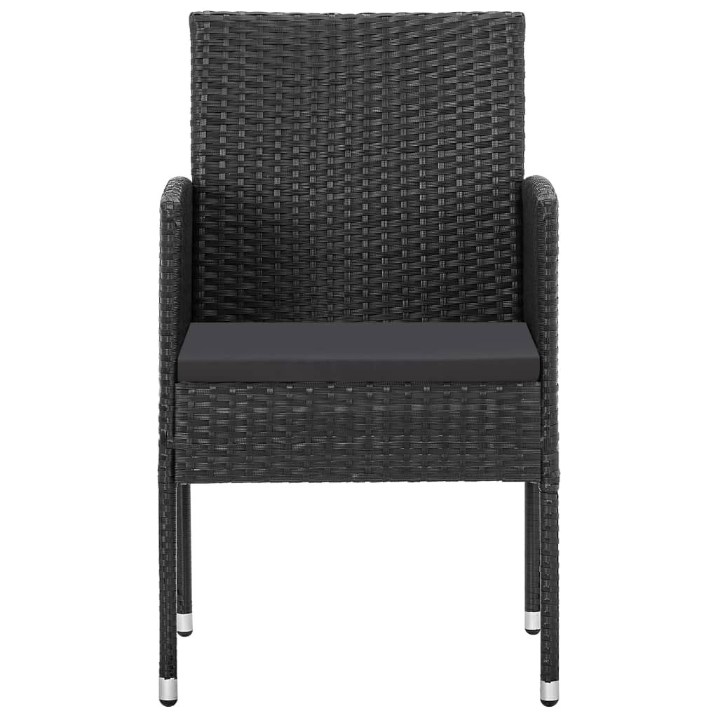 vidaXL Patio Chairs with Black Cushions 4 pcs Black Poly Rattan-2