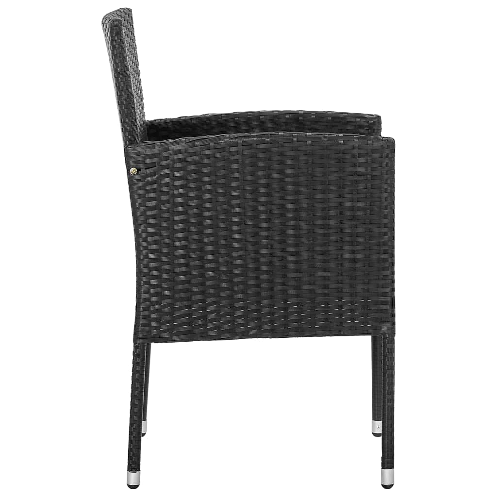 vidaXL Patio Chairs with Black Cushions 4 pcs Black Poly Rattan-3