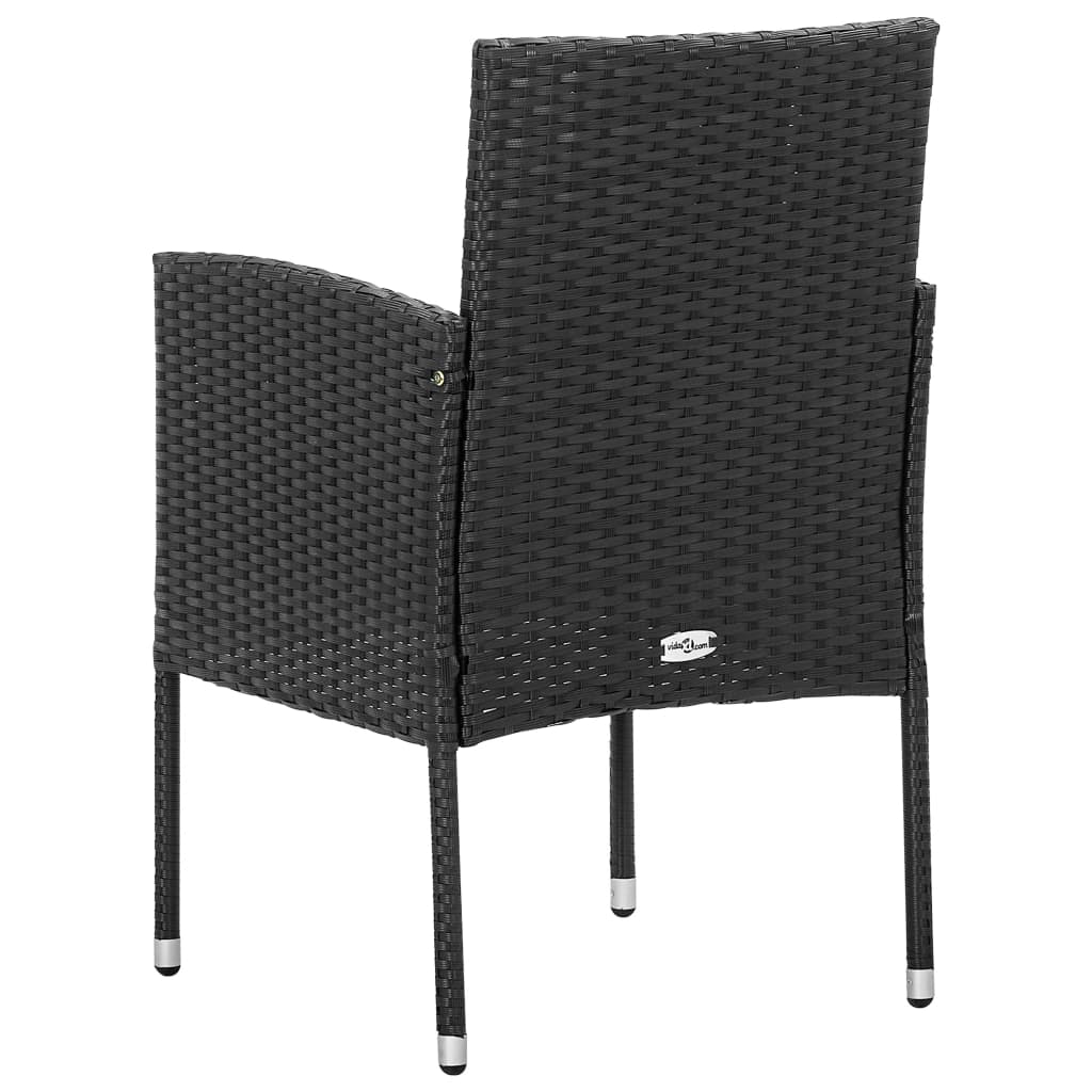 vidaXL Patio Chairs with Black Cushions 4 pcs Black Poly Rattan-4