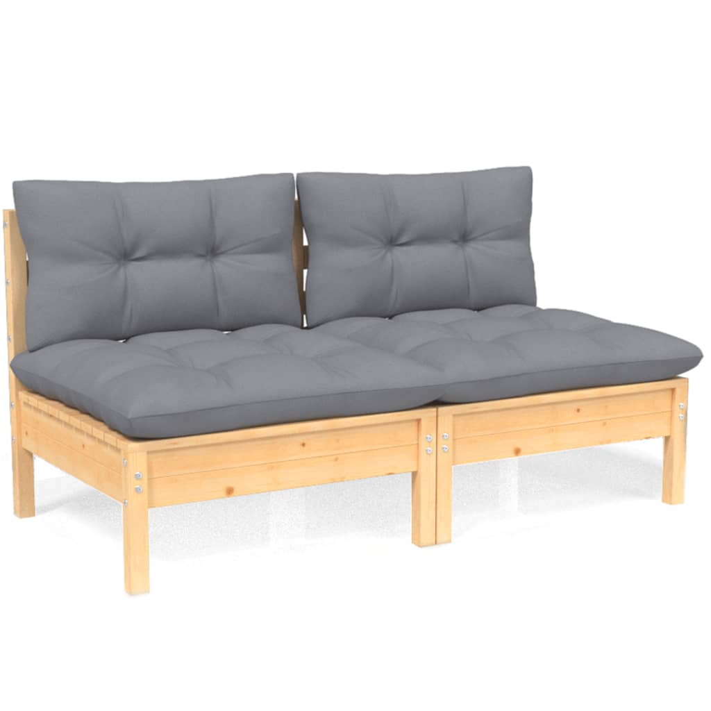vidaXL Solid Wood Pine 2-Seater Patio Sofa with Cushions Seat Multi Colors-11
