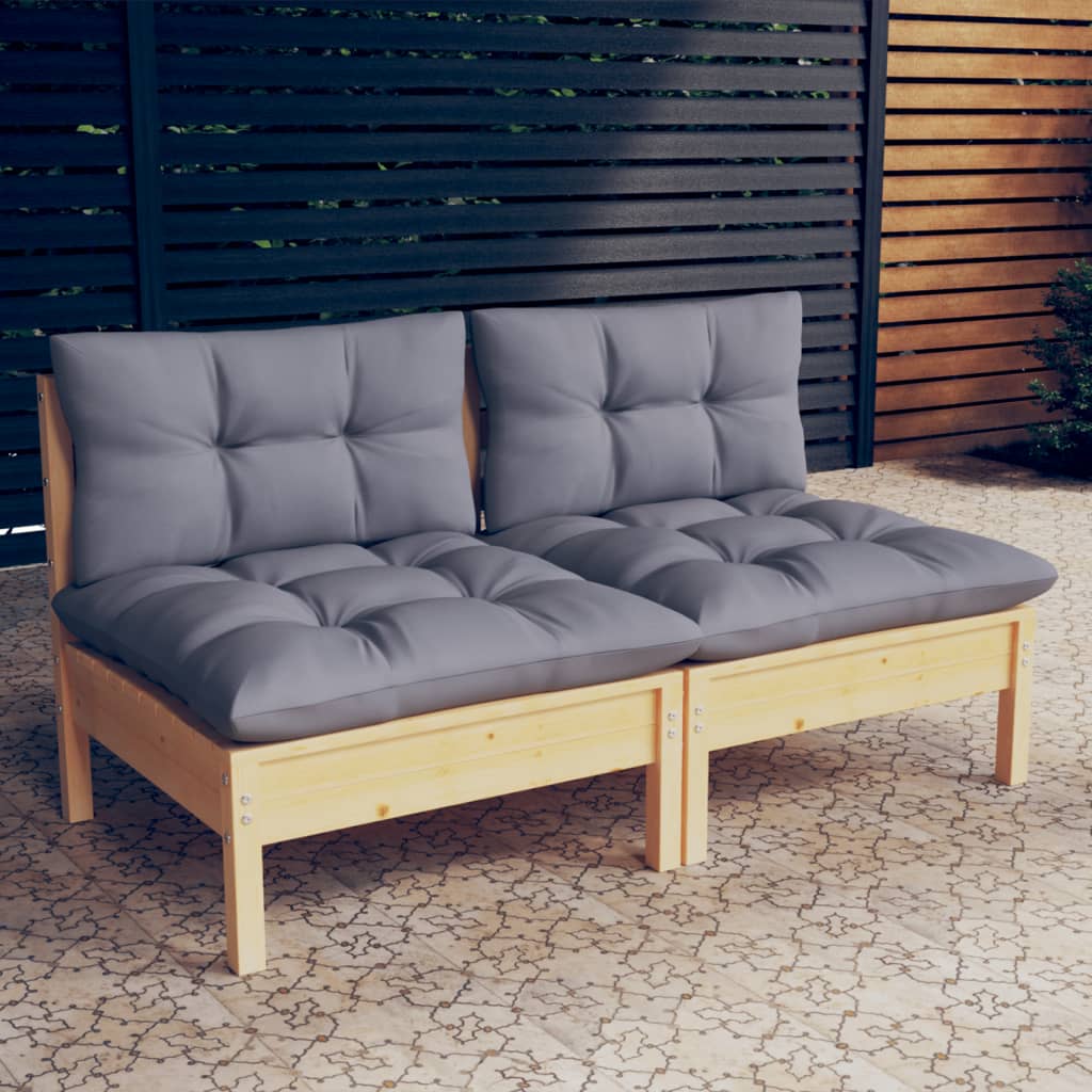 vidaXL Solid Wood Pine 2-Seater Patio Sofa with Cushions Seat Multi Colors-14