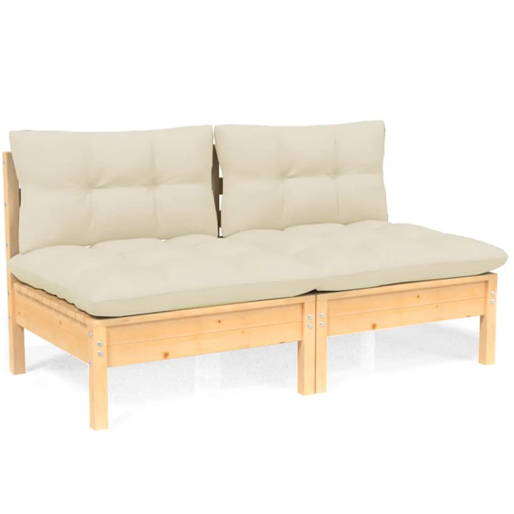 vidaXL Solid Wood Pine 2-Seater Patio Sofa with Cushions Seat Multi Colors-9