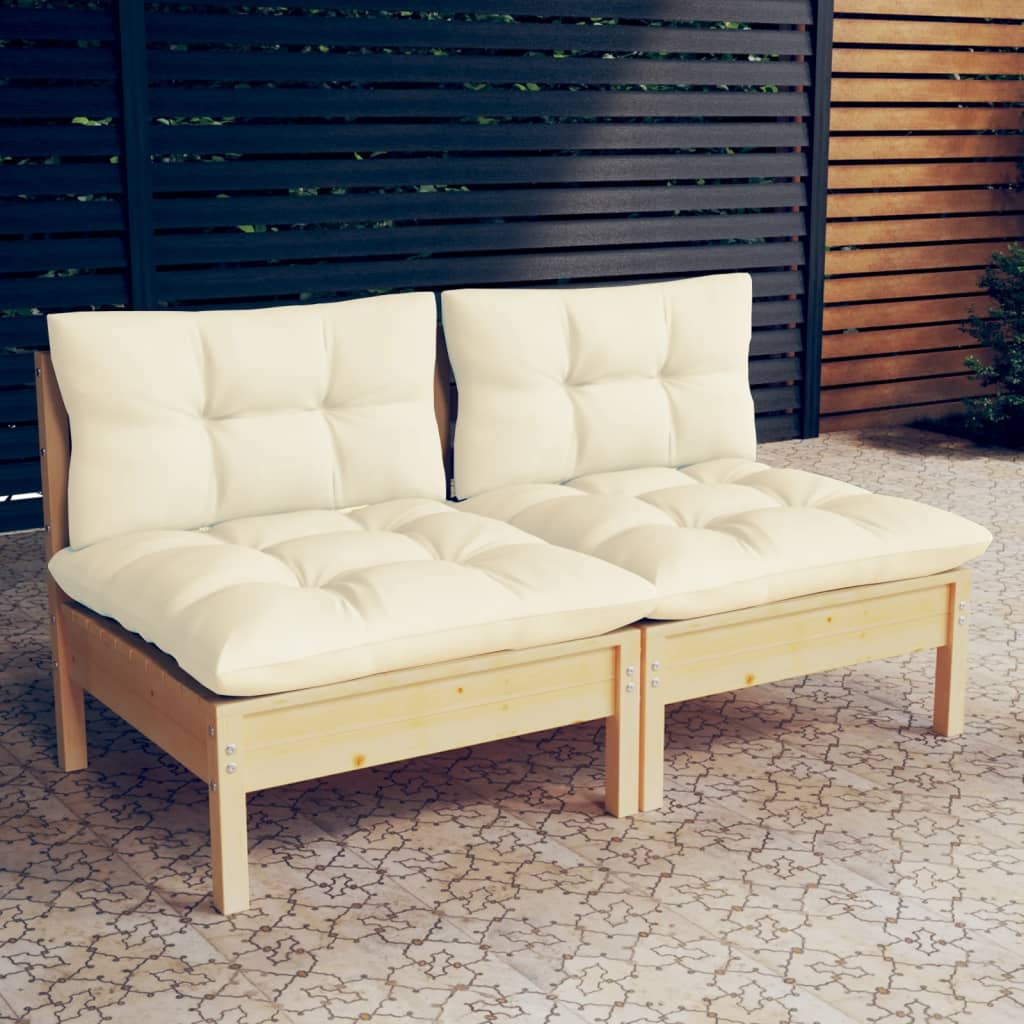 vidaXL Solid Wood Pine 2-Seater Patio Sofa with Cushions Seat Multi Colors-15