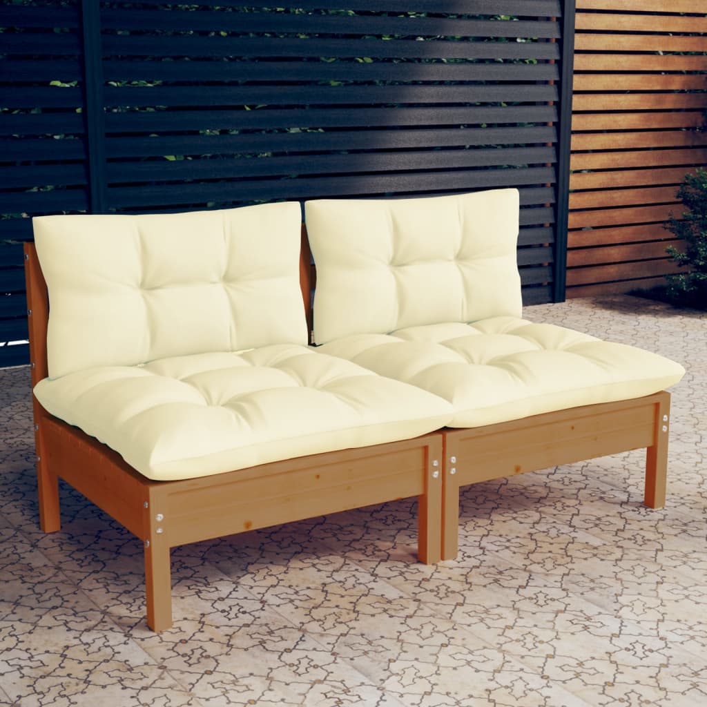 vidaXL Solid Wood Pine 2-Seater Patio Sofa with Cushions Seat Multi Colors-2