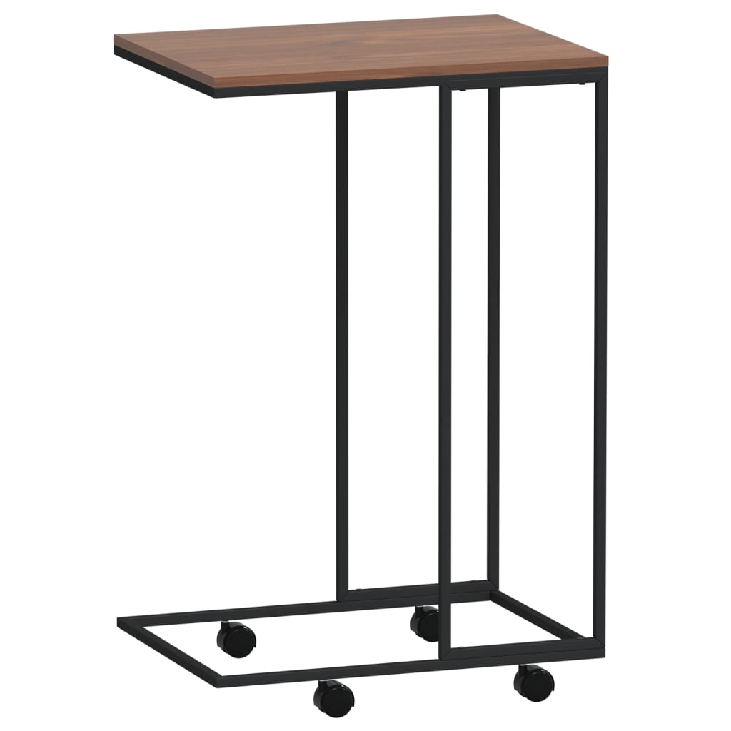 vidaXL Side Table with Wheels Black 15.7"x11.8"x25" Engineered Wood-4