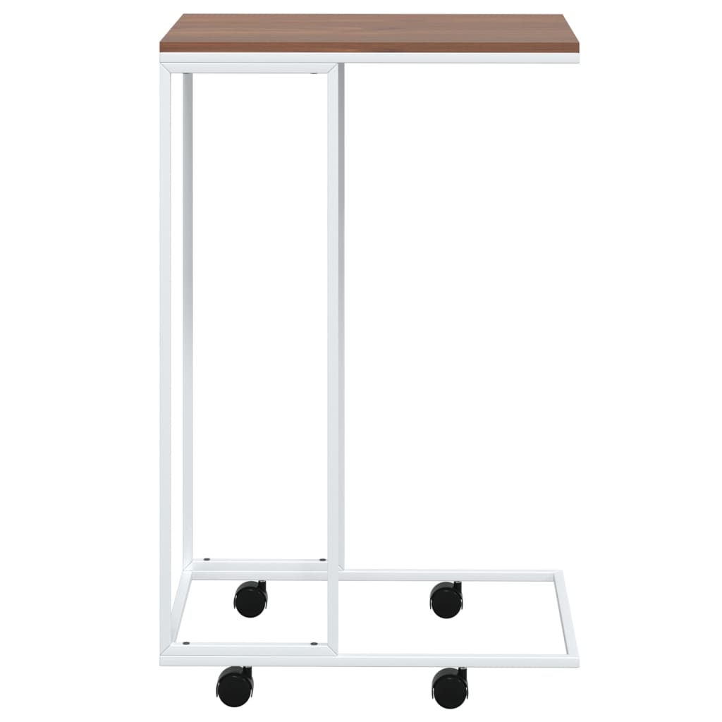 vidaXL Side Table with Wheels White 15.7"x11.8"x25" Engineered Wood-1