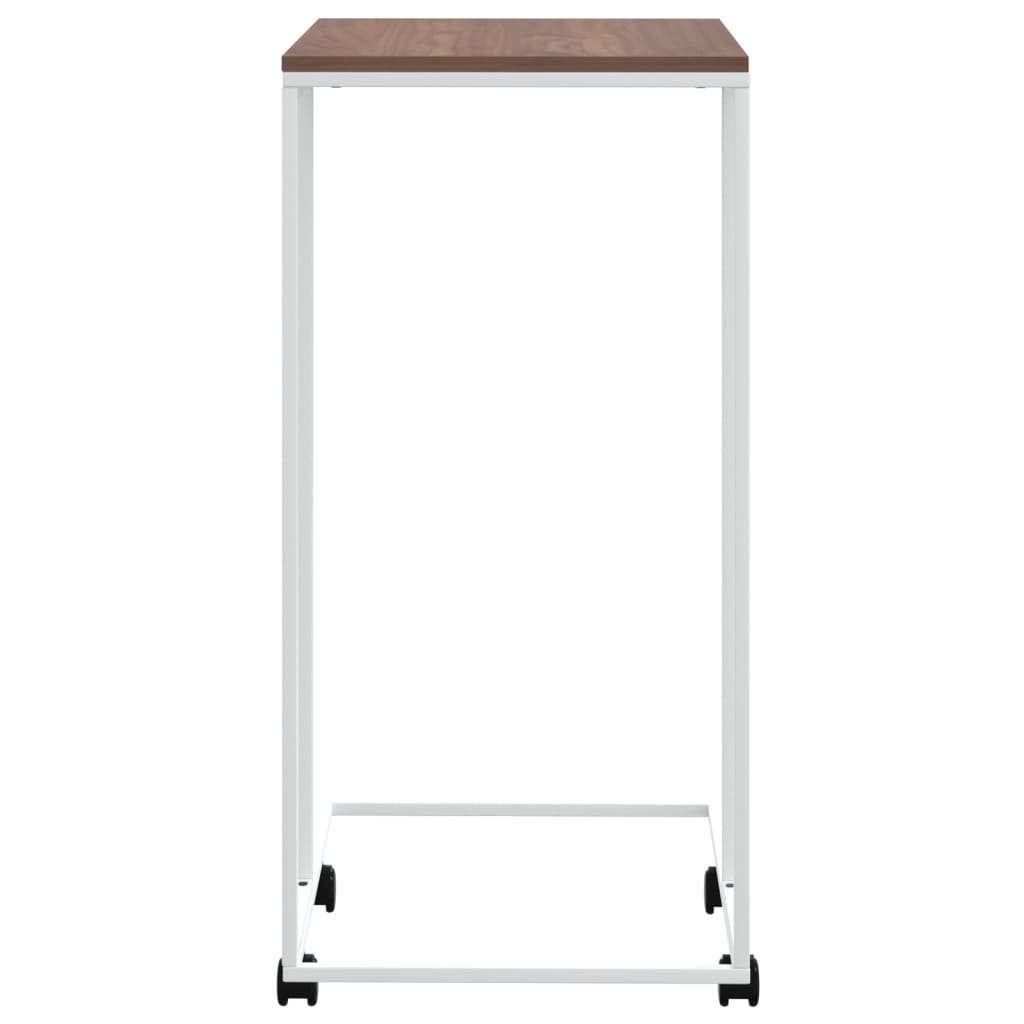 vidaXL Side Table with Wheels White 15.7"x11.8"x25" Engineered Wood-2