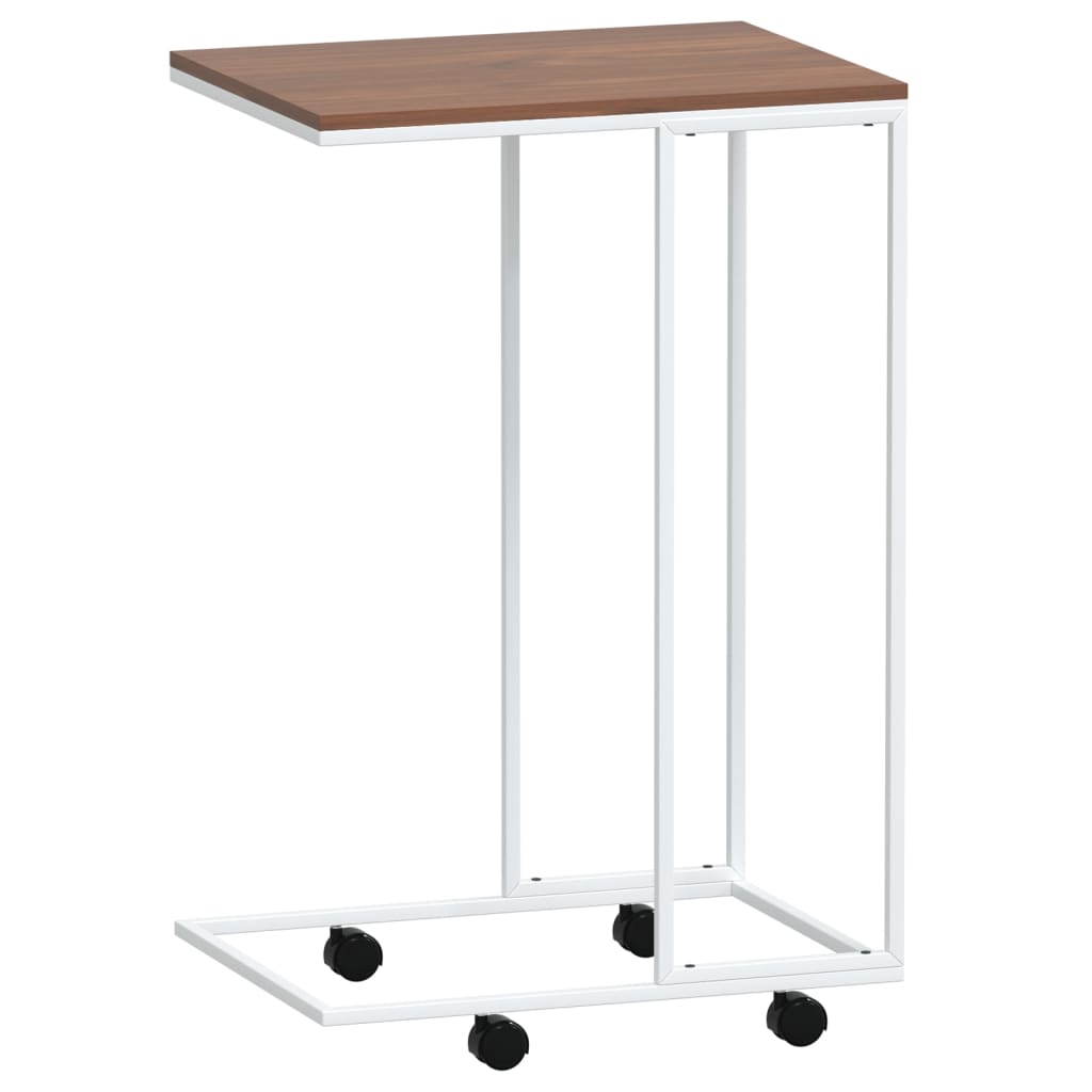 vidaXL Side Table with Wheels White 15.7"x11.8"x25" Engineered Wood-3