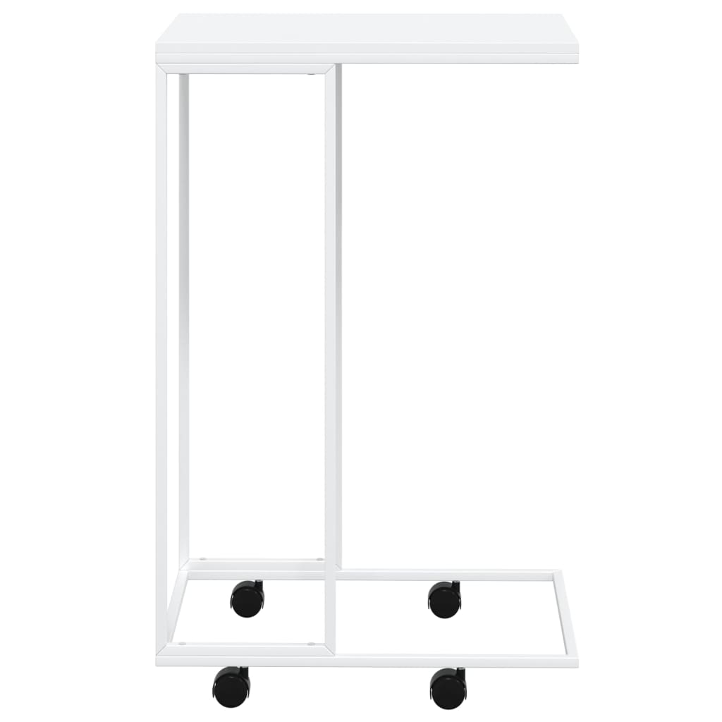 vidaXL Side Table with Wheels White 15.7"x11.8"x25" Engineered Wood-1