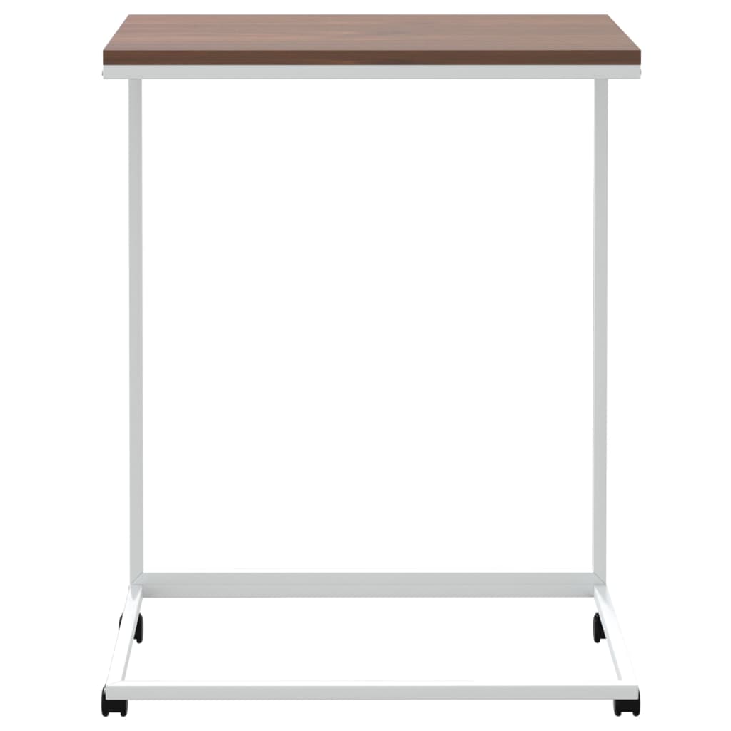 vidaXL Side Table with Wheels White 21.7"x13.8"x27.6" Engineered Wood-1