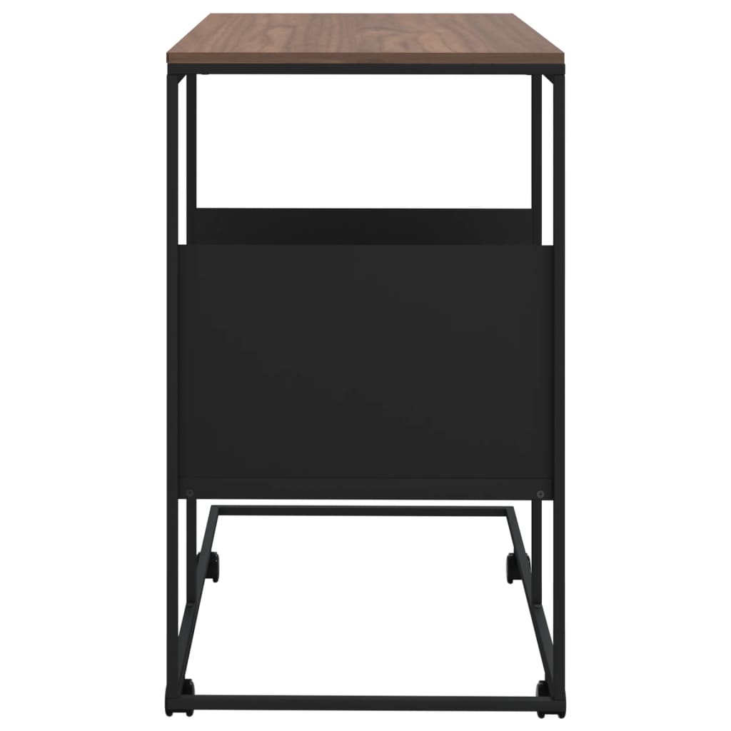vidaXL Side Table with Wheels Black 21.7"x14.2"x25" Engineered Wood-3