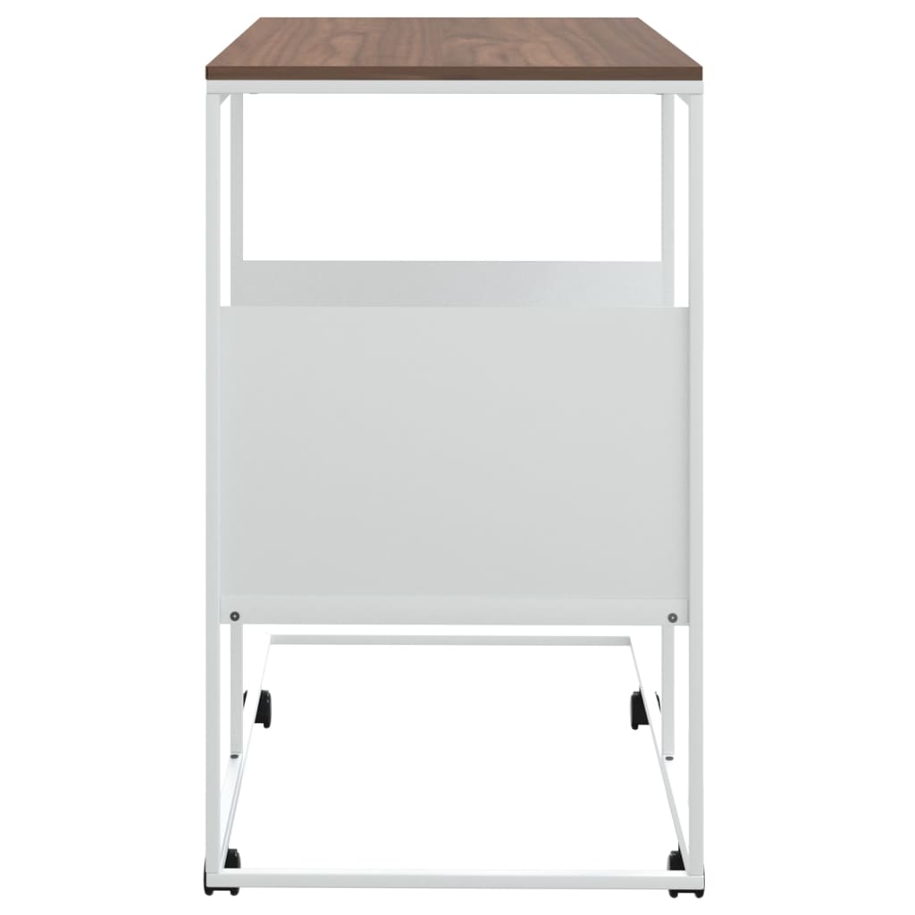 vidaXL Side Table with Wheels White 21.7"x14.2"x25" Engineered Wood-2
