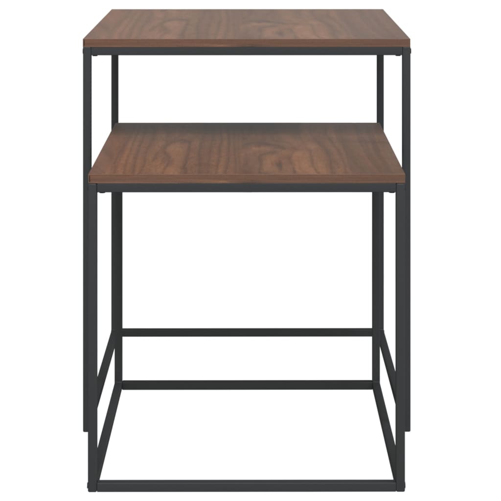 vidaXL Coffee Table Set Accent Nesting Table 2 Pcs Engineered Wood and Metal-5