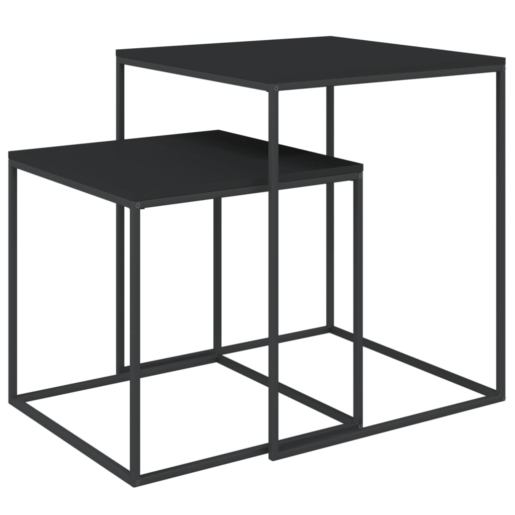 vidaXL Coffee Table Set Accent Nesting Table 2 Pcs Engineered Wood and Metal-0