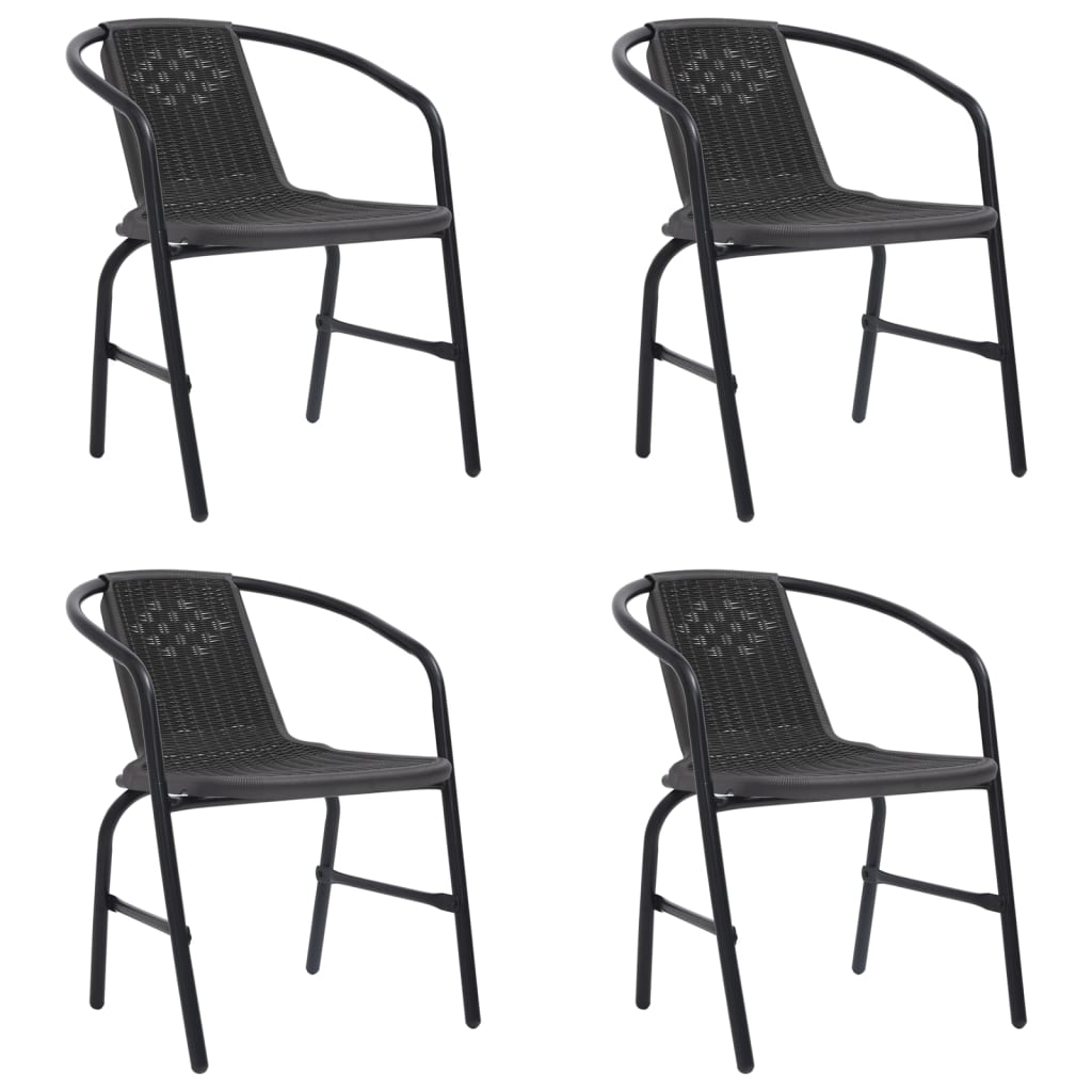 vidaXL Rattan Dining Chairs Stack Chair Plastic Rattan and Steel 242.5 lb-22