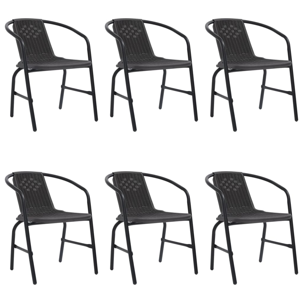 vidaXL Rattan Dining Chairs Stack Chair Plastic Rattan and Steel 242.5 lb-24