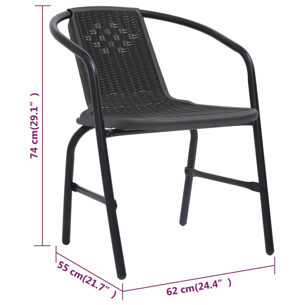vidaXL Rattan Dining Chairs Stack Chair Plastic Rattan and Steel 242.5 lb-0