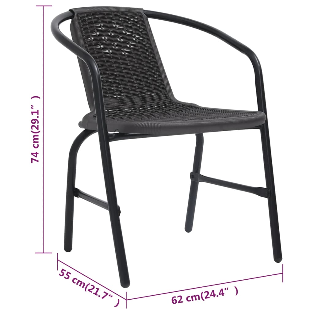 vidaXL Rattan Dining Chairs Stack Chair Plastic Rattan and Steel 242.5 lb-10