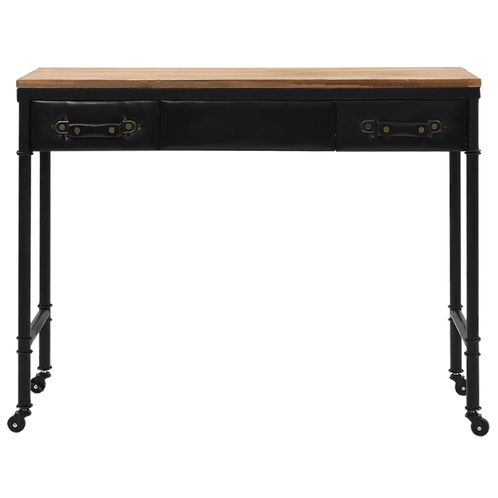 vidaXL Console Table with Castors 39.4"x13"x31.5" Solid Wood Fir-1